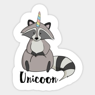 Unicoon, Funny Raccoon With Unicorn Horn Sticker